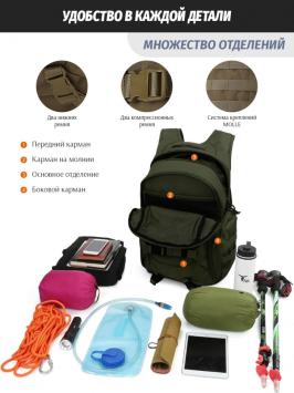 Рюкзак мужской тактический Snoburg SN9004 зеленый