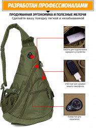 Однолямочный рюкзак Snoburg 5908 зеленый