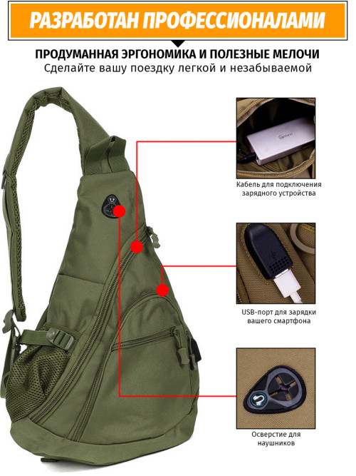 Однолямочный рюкзак Snoburg 5908 зеленый