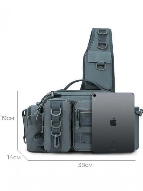 Рюкзак мужской тактический однолямочный Snoburg SN8872 серый