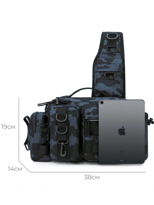 Рюкзак мужской тактический однолямочный Snoburg SN8872 синий камуфляж
