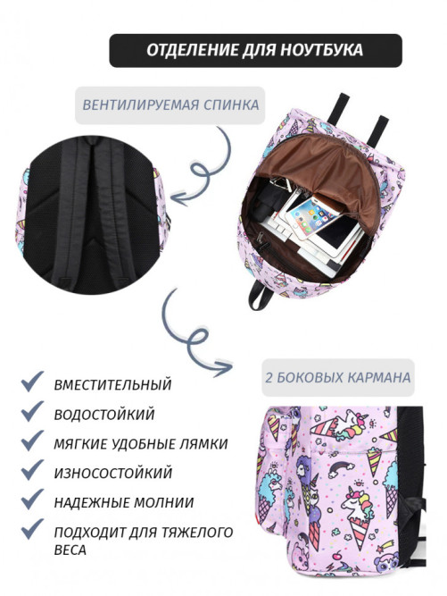 Рюкзак для девочки Snoburg + пенал в комплекте мороженное