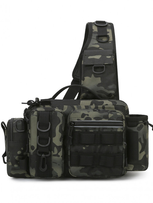 Рюкзак мужской тактический однолямочный Snoburg SN8872 черный камуфляж