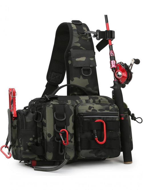 Рюкзак мужской тактический однолямочный Snoburg SN8872 черный камуфляж