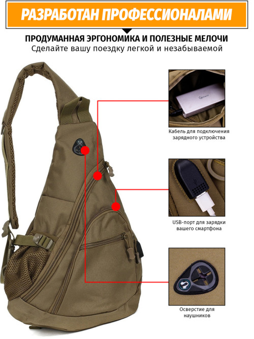 Однолямочный рюкзак Snoburg 5908 Haki